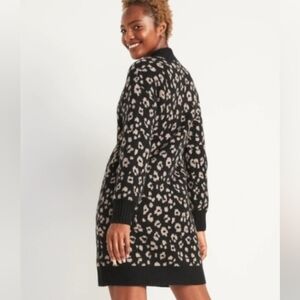 NWT Old Navy Animal Print Mock Neck Sweater Dress Large L